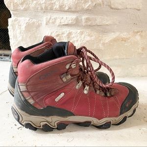 Oboz Red Black Bridger Waterproof Hiking Boots Size 9